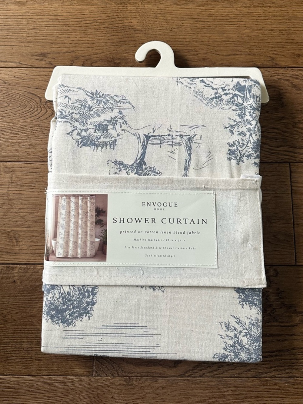 New Toile De Jouy Shower Curtain English Cottage Style Cotton Linen